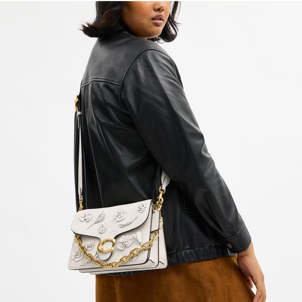 Coach Tabby 26 White Bag with Gold Floral Accents - New - Picture 2 of 7